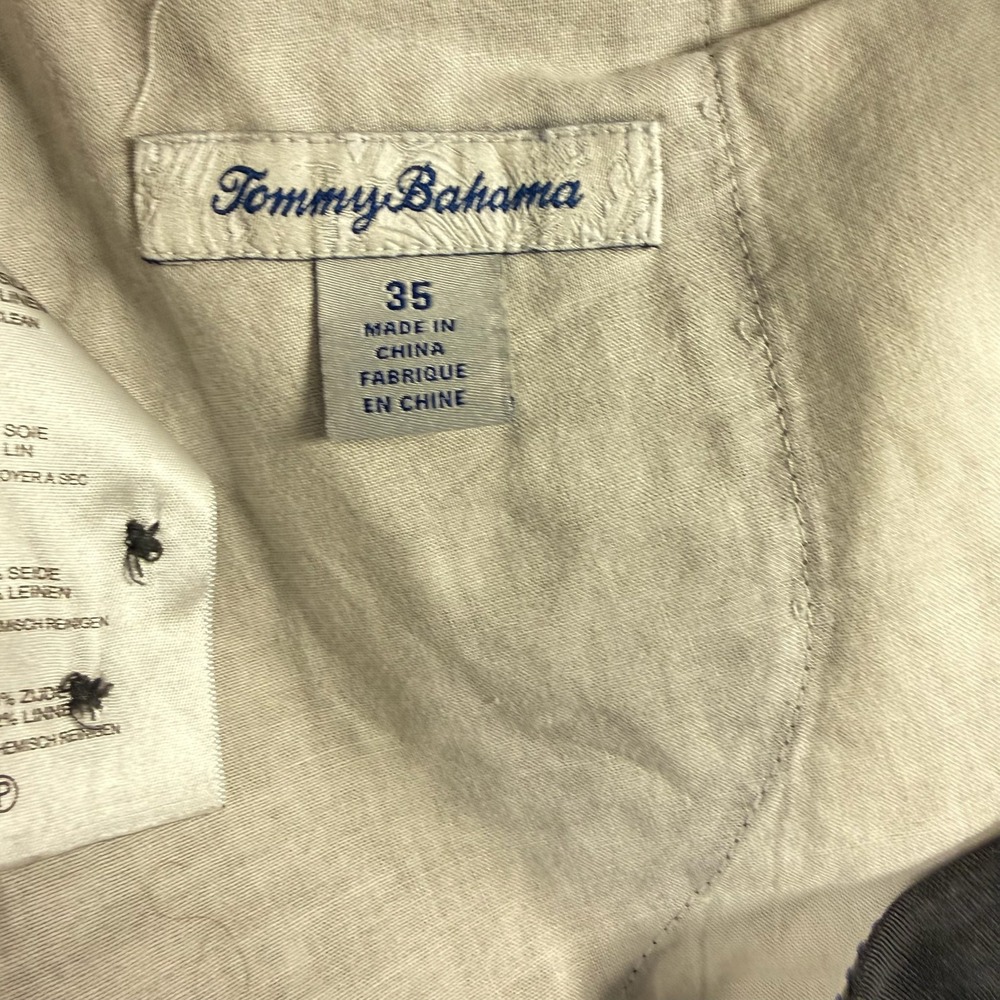 Tommy Bahama Shorts Mens 35 Gray Excellent Silk Linen Blend Flat Front Chino - Picture 5 of 7
